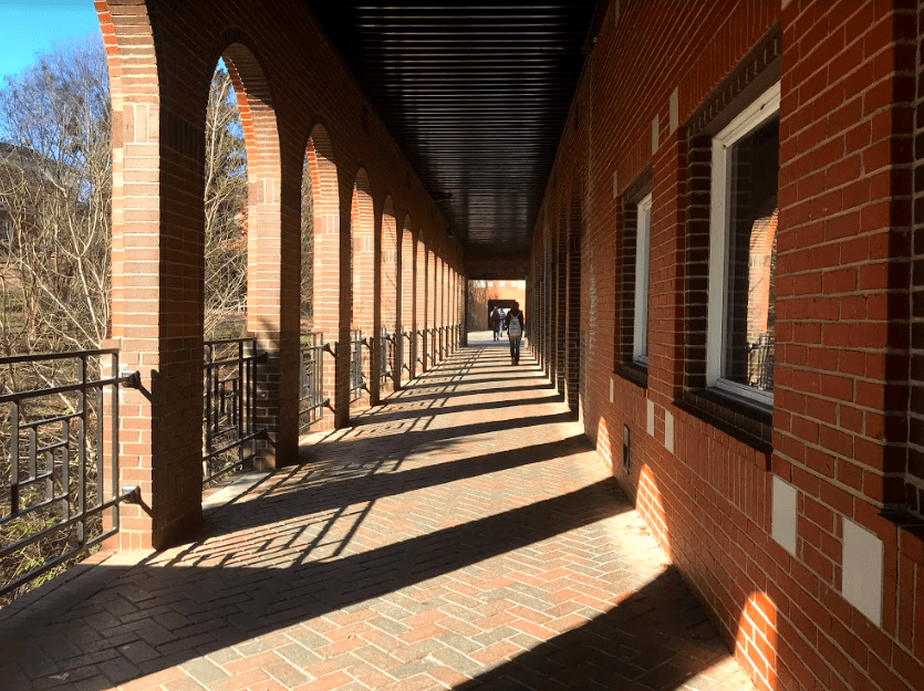 A picture of campus walk near Vocellis.