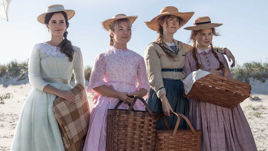 The March sister's from Greta Gerwig's film adaptation of Little Women at the beach.