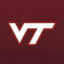 Maroon background with large white letters reading "VT"
