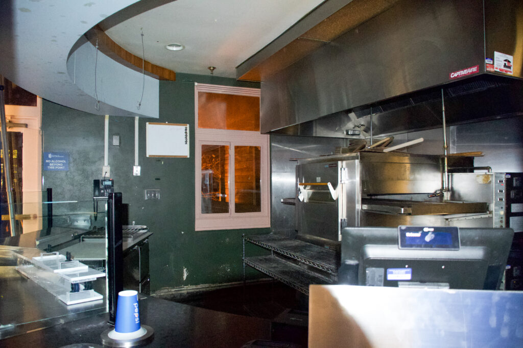 An empty Vocelli Pizza kitchen