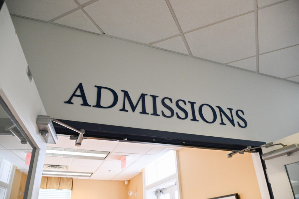 The entrance and part of the inside of the UMW Admissions Office.