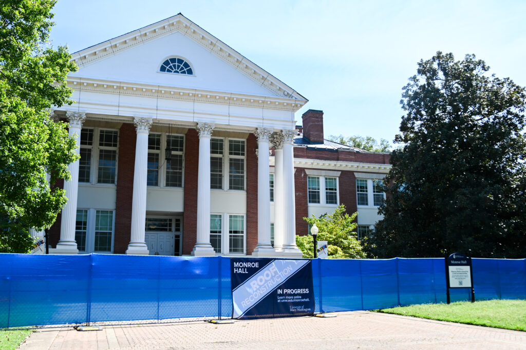 Photo of Monroe Hall under construction.